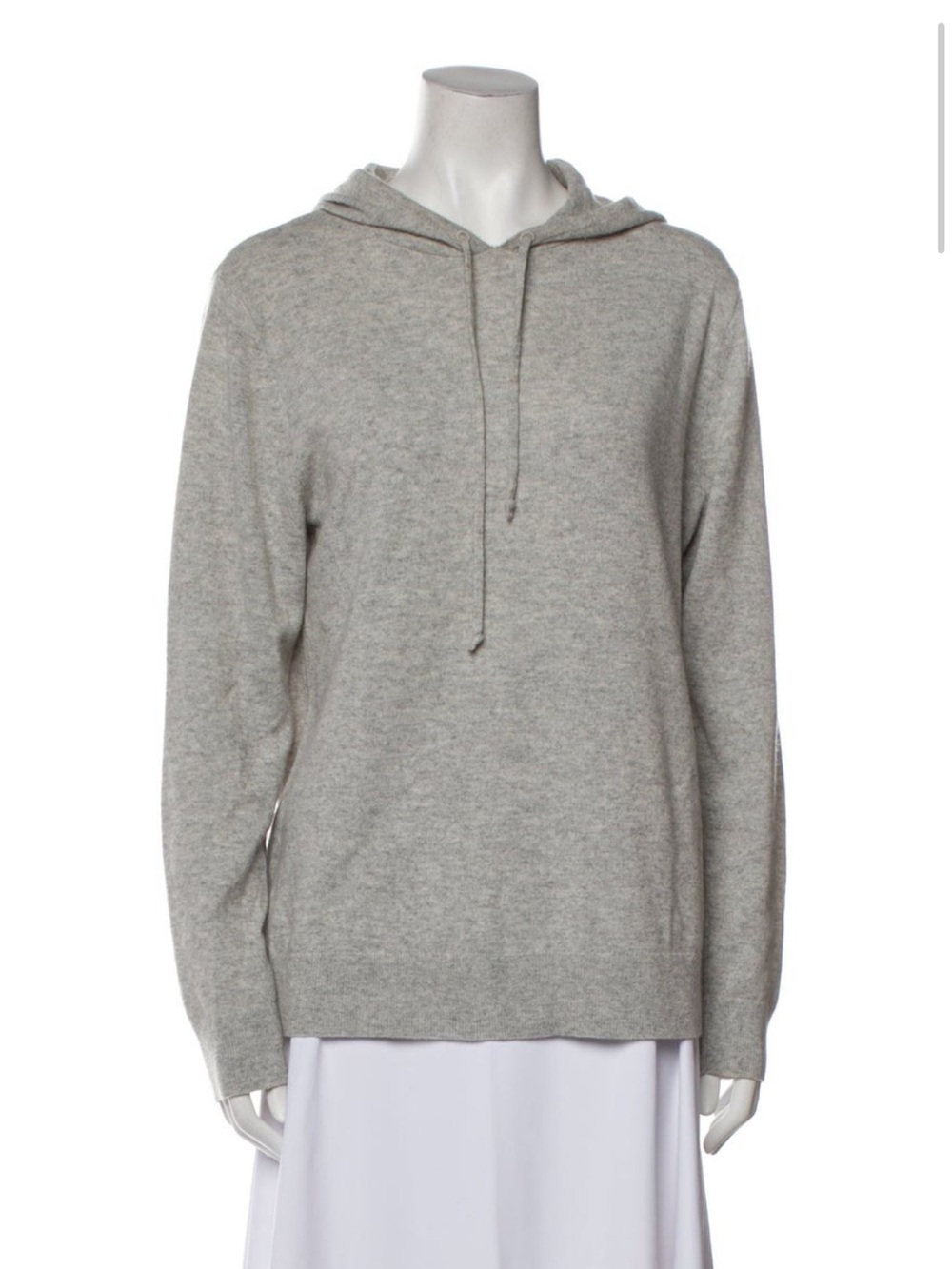 Ralph Lauren Light Gray Hooded Cashmere Blend Sweater